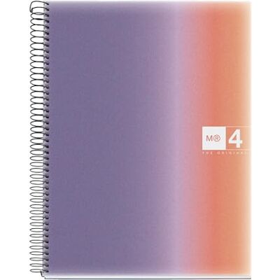 Miquelrius A4-Notizbuch, horizontal liniert, 7 mm, 120 Blatt mit 70 g/m², 4 farbige Streifen, Spiralbindung, Einband aus Polypropylen, 4 Löcher, Notebook A4, Aurora Provence Miquelrius A4-Notizbuch, horizontal liniert, 7 mm, 120 Blatt mit 70 g/m², 4 farbige Streifen, Spiralbindung, Einband aus Polypropylen, 4 Löcher, Notebook A4, Aurora Provence