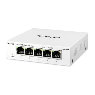 Tenda 2.5 Gbit Switch 5-Port Unmanaged LAN Switch Ethernet Hub Weiß, Metall 2.5-Gigabit Switch für 2.5G NAS/Gaming Computer/WiFi7 AP, Plug & Play Netzwerk Switch, Wandmontage, Lüfterlos (TEM2005D) Tenda 2.5 Gbit Switch 5-Port Unmanaged LAN Switch Ethernet Hub Weiß, Metall 2.5-Gigabit Switch für 2.5G NAS/Gaming Computer/WiFi7 AP, Plug & Play Netzwerk Switch, Wandmontage, Lüfterlos (TEM2005D)