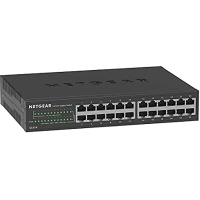 Netgear GS324 24 Port Switch Gigabit Ethernet LAN (Plug-and-Play Netzwerk, lüfterlos, 19 Zoll Rack-Montage, Robustes Metallgehäuse), Schwarz Netgear GS324 24 Port Switch Gigabit Ethernet LAN (Plug-and-Play Netzwerk, lüfterlos, 19 Zoll Rack-Montage, Robustes Metallgehäuse), Schwarz