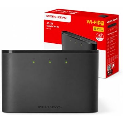 MERCUSYS MT110 Mobiler 4G LTE WLAN Router, 4G bis 150 Mbit/s, AX300 Wi-Fi 6 bis 287 Mbit/s, 2400-mAh-Akku, bis 10 Geräte, Nano SIM Karten Slot, App-Steuerung MERCUSYS MT110 Mobiler 4G LTE WLAN Router, 4G bis 150 Mbit/s, AX300 Wi-Fi 6 bis 287 Mbit/s, 2400-mAh-Akku, bis 10 Geräte, Nano SIM Karten Slot, App-Steuerung