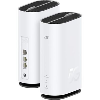ZTE G5C Modem Router 5G mit SIM, WI-Fi 6 Dual-Band AX1800, 2 Gigabit Ethernet Ports (RJ11), Qualcomm SDX55 Platform, Elegantes Design mit integrierten Antennen, LED für WLAN und Netzwerk, WPS-Taste ZTE G5C Modem Router 5G mit SIM, WI-Fi 6 Dual-Band AX1800, 2 Gigabit Ethernet Ports (RJ11), Qualcomm SDX55 Platform, Elegantes Design mit integrierten Antennen, LED für WLAN und Netzwerk, WPS-Taste