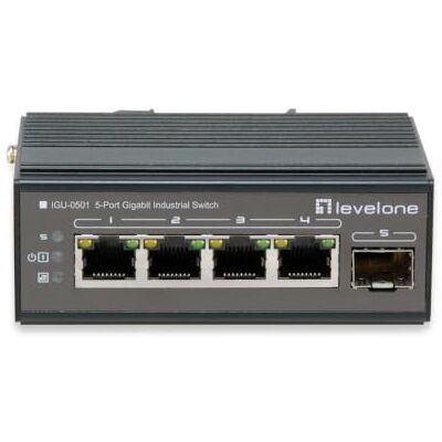 LevelOne IGU-0501 Netzwerk-Switch/ 5Port Gigabit PoE DIN-Rail,-30°C to 65°C/Gigabit Ethernet (10/100/1000) Power Over Ethernet (PoE)/schwarz LevelOne IGU-0501 Netzwerk-Switch/ 5Port Gigabit PoE DIN-Rail,-30°C to 65°C/Gigabit Ethernet (10/100/1000) Power Over Ethernet (PoE)/schwarz