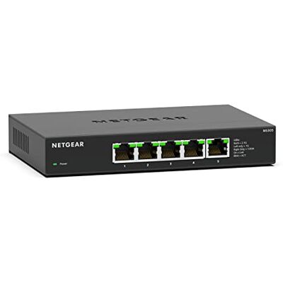 Netgear 2.5Gb Switch 5 Port, Unmanaged Gigabit Netzwerk Switch MS305 5 x 2,5Gb Ports, Desktop/Wandmontage, Metallgehäuse Netgear 2.5Gb Switch 5 Port, Unmanaged Gigabit Netzwerk Switch MS305 5 x 2,5Gb Ports, Desktop/Wandmontage, Metallgehäuse