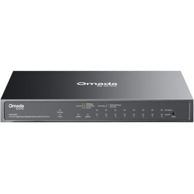 TP-Link Omada ES210GMP, 10-Port Gigabit Easy Smart Switch, 123W Budget, 8 x PoE+ Ports, 1 x RJ45 + 1 x SFP Combo, Plug und Play, VLAN QoS IGMP Snooping, PoE Auto-Recovery Lüfterlos Cloud-Verwaltung TP-Link Omada ES210GMP, 10-Port Gigabit Easy Smart Switch, 123W Budget, 8 x PoE+ Ports, 1 x RJ45 + 1 x SFP Combo, Plug und Play, VLAN QoS IGMP Snooping, PoE Auto-Recovery Lüfterlos Cloud-Verwaltung