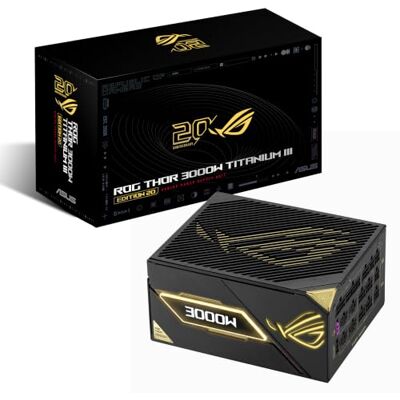 Asus ROG Thor 3000W Titanium III Edition 20 Gaming Netzteil (ROG Equalizer 12V-2x6 PCIe Stromkabel, GaN-MOSFET, OLED Display Extender, 80 Plus & Cybenetics Zertifizierung, ATX 3.1, PCIE 5.1, Schwarz) Asus ROG Thor 3000W Titanium III Edition 20 Gaming Netzteil (ROG Equalizer 12V-2x6 PCIe Stromkabel, GaN-MOSFET, OLED Display Extender, 80 Plus & Cybenetics Zertifizierung, ATX 3.1, PCIE 5.1, Schwarz)