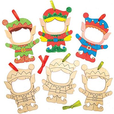 Baker Ross AX399 Weihnachtselfen Fotorahmen Dekorationen aus Holz Bastelset für Kinder 10 Stück, Festliche Kreativsets und Bastelbedarf zum Basteln und Dekorieren zur Weihnachtszeit Baker Ross AX399 Weihnachtselfen Fotorahmen Dekorationen aus Holz Bastelset für Kinder 10 Stück, Festliche Kreativsets und Bastelbedarf zum Basteln und Dekorieren zur Weihnachtszeit