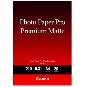 Canon Fotopapier PM-101 Premium matt DIN A4, 20 Blatt (210 g/qm) für Tintenstrahldrucker, a4 / 20 seiten, 8657B005 Canon Fotopapier PM-101 Premium matt DIN A4, 20 Blatt (210 g/qm) für Tintenstrahldrucker, a4 / 20 seiten, 8657B005