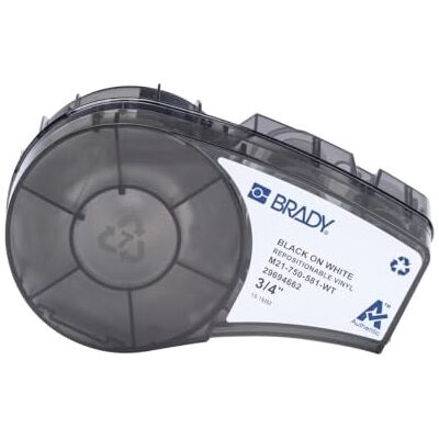 Brady M21 Series Repositionierbare Vinyl-Etiketten, 1,9 cm B x 6,4 m L BK/WH Brady M21 Series Repositionierbare Vinyl-Etiketten, 1,9 cm B x 6,4 m L BK/WH