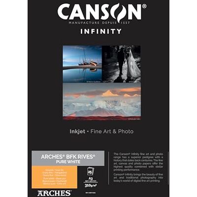 Canson Infinity BFK Rives Fotopapier, A3, strukturiert, reinweiß, 25 Blatt, 310 g Canson Infinity BFK Rives Fotopapier, A3, strukturiert, reinweiß, 25 Blatt, 310 g