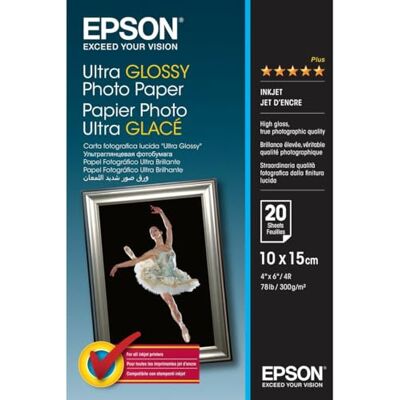 Epson C13S041926 Ultra Glossy Photo Papier Inkjet 300 g / m2 100 x 150 mm, 20 Blatt Pack Epson C13S041926 Ultra Glossy Photo Papier Inkjet 300 g / m2 100 x 150 mm, 20 Blatt Pack