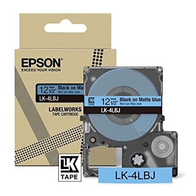 Epson Etikettenkassette, mattes Beschriftungsband LK-4LBJ schwarz auf blau, langlebiges Band für LabelWorks Etikettendrucker, wasser- & verschleißfest, 8 m x 12 mm Epson Etikettenkassette, mattes Beschriftungsband LK-4LBJ schwarz auf blau, langlebiges Band für LabelWorks Etikettendrucker, wasser- & verschleißfest, 8 m x 12 mm