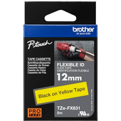 Brother Original P-touch Schriftband TZE-FX631 12 mm, schwarz auf gelb (u.a. für P-touch PT-H100LB/R, -H105, -E100/VP, -D200/BW/VP, -D210/VP) zur Kabel- und Rohrbeschriftung, laminiert Brother Original P-touch Schriftband TZE-FX631 12 mm, schwarz auf gelb (u.a. für P-touch PT-H100LB/R, -H105, -E100/VP, -D200/BW/VP, -D210/VP) zur Kabel- und Rohrbeschriftung, laminiert