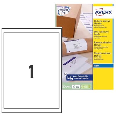 Avery J8 Quick Dry Etiketten 199.6 x 289.1 weiß Avery J8 Quick Dry Etiketten 199.6 x 289.1 weiß