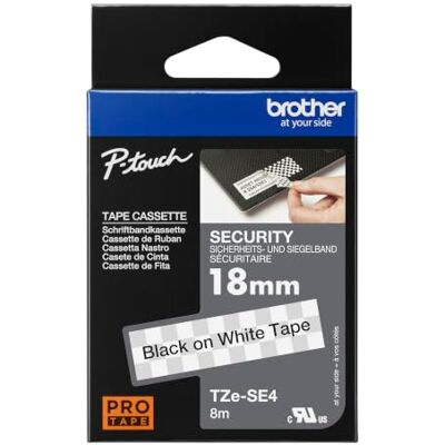 Brother Original P-touch Sicherheits- und Siegelband TZe-SE4 18 mm, schwarz auf weiß (kompatibel u.a. mit P-touch 1830VP, -D400/VP, -D450, -D600/VP, -P700, -2430PC) Brother Original P-touch Sicherheits- und Siegelband TZe-SE4 18 mm, schwarz auf weiß (kompatibel u.a. mit P-touch 1830VP, -D400/VP, -D450, -D600/VP, -P700, -2430PC)