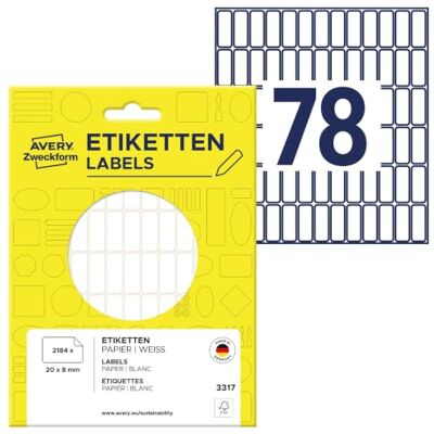 Avery Fehér Többfunkciós Címkék - 20x8mm - 2184 db Avery Fehér Többfunkciós Címkék - 20x8mm - 2184 db