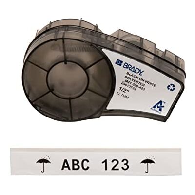 Brady (M21-500-423) Polyesterband für BMP21-PLUS; BMP21-LAB; BMP21 12.70 mm x 6.40 m Schwarz auf Weiß Brady (M21-500-423) Polyesterband für BMP21-PLUS; BMP21-LAB; BMP21 12.70 mm x 6.40 m Schwarz auf Weiß