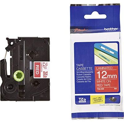 Brother Original P-touch Schriftband TZe-435 12 mm, weiß auf rot (kompatibel u.a. mit P-touch PT-H100LB/R, -H105, -E100/VP, -D200/BW/VP, -D210/VP) Brother Original P-touch Schriftband TZe-435 12 mm, weiß auf rot (kompatibel u.a. mit P-touch PT-H100LB/R, -H105, -E100/VP, -D200/BW/VP, -D210/VP)