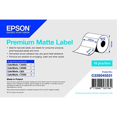 Epson Premium matte Label, 102 x 51 mm, 650 Stück Epson Premium matte Label, 102 x 51 mm, 650 Stück