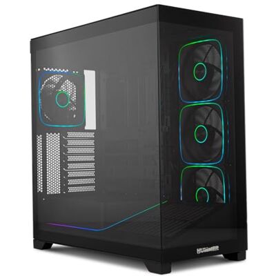Xtreme Hummer Blade Tower ATX/M-ATX/ITX, gehärtetes Glas, 5 vorinstallierte 140-mm-ARGB-Lüfter, Platz für 8, ARGB-Controller, USB 3.0 und USB-C, Schwarz Xtreme Hummer Blade Tower ATX/M-ATX/ITX, gehärtetes Glas, 5 vorinstallierte 140-mm-ARGB-Lüfter, Platz für 8, ARGB-Controller, USB 3.0 und USB-C, Schwarz