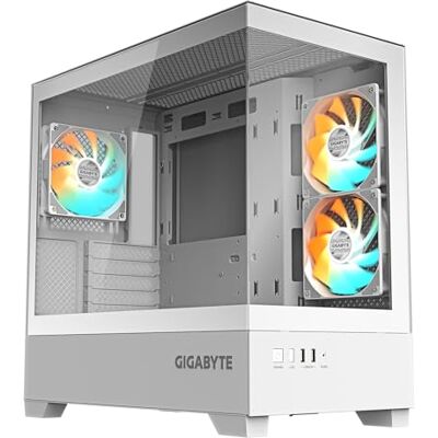 Gigabyte C201 Panoramic Ice PC-Gehäuse – Mid-Tower, m-ATX, Unterstützung für 360-mm-Radiator, 3 vorinstallierte Lüfter, USB 3.0, unterstützt RGB Fusion Gigabyte C201 Panoramic Ice PC-Gehäuse – Mid-Tower, m-ATX, Unterstützung für 360-mm-Radiator, 3 vorinstallierte Lüfter, USB 3.0, unterstützt RGB Fusion