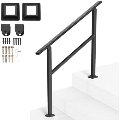 VEVOR Handlauf 103 cm, Treppengeländer-Set für 2–3 Stufen, schwarzes Vierkantrohr mit horizontaler Stange, Stützgeländer aus Karbonstahl für Senioren, Beton- & Decktreppen VEVOR Handlauf 103 cm, Treppengeländer-Set für 2–3 Stufen, schwarzes Vierkantrohr mit horizontaler Stange, Stützgeländer aus Karbonstahl für Senioren, Beton- & Decktreppen