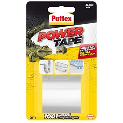 Pattex Power Tape Reparatur-Klebeband in Box / Extra starkes, wasserfestes Klebeband in Weiß für innen und außen / 1 x 5m Pattex Power Tape Reparatur-Klebeband in Box / Extra starkes, wasserfestes Klebeband in Weiß für innen und außen / 1 x 5m