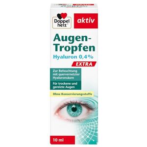 Doppelherz Augen Tropfen Hyaluron 0,4 Prozent Medizinprodukt mit lindernder Wirkung bei trockenen und gereizten Augen 10 ml sterile Lösung Doppelherz Augen Tropfen Hyaluron 0,4 Prozent Medizinprodukt mit lindernder Wirkung bei trockenen und gereizten Augen 10 ml sterile Lösung