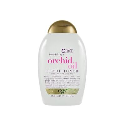 OGX Colour Protect Orchid Oil Conditioner (385 ml), schützende Haarspülung mit Orchideenextrakt, intensive Haarpflege Spülung für coloriertes Haar mit UV-Schutz Die Verpackung kann variieren OGX Colour Protect Orchid Oil Conditioner (385 ml), schützende Haarspülung mit Orchideenextrakt, intensive Haarpflege Spülung für coloriertes Haar mit UV-Schutz Die Verpackung kann variieren