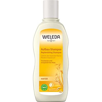 WELEDA Bio Hafer Aufbau-Shampoo, Naturkosmetik Pflegedusche für strapaziertes und trockenes Haar, Haarshampoo glättet die Haare und mindert Haarbruch und Spliss (1 x 190 ml) WELEDA Bio Hafer Aufbau-Shampoo, Naturkosmetik Pflegedusche für strapaziertes und trockenes Haar, Haarshampoo glättet die Haare und mindert Haarbruch und Spliss (1 x 190 ml)
