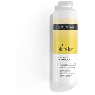 John Frieda Go Blonder Shampoo Inhalt: 500 ml Haartyp: natürlich blondes und blond gefärbtes Haar, Highlights und Lowlights John Frieda Go Blonder Shampoo Inhalt: 500 ml Haartyp: natürlich blondes und blond gefärbtes Haar, Highlights und Lowlights