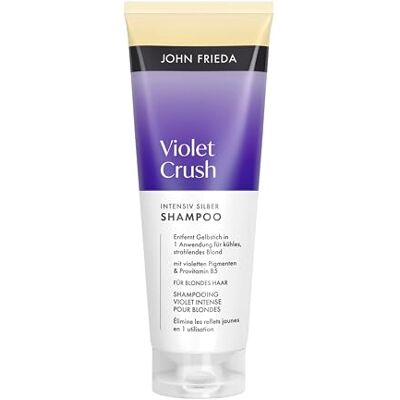 John Frieda Violet Crush Intensiv Silber Shampoo – Inhalt: 250 ml – Haartyp: blond mit Gelbstich (natürlich, coloriert oder gesträhnt) John Frieda Violet Crush Intensiv Silber Shampoo – Inhalt: 250 ml – Haartyp: blond mit Gelbstich (natürlich, coloriert oder gesträhnt)