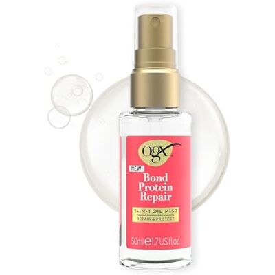 OGX Repair and Protect Bond Protein Repair 3-in-1 Oil Mist Ölspray, 50 ml Glättet trockenes, beschädigtes Haar für 24 Stunden, Sprühnebel mit Lipi Pro Shield & Dual-Action-Reparaturtechnologie OGX Repair and Protect Bond Protein Repair 3-in-1 Oil Mist Ölspray, 50 ml Glättet trockenes, beschädigtes Haar für 24 Stunden, Sprühnebel mit Lipi Pro Shield & Dual-Action-Reparaturtechnologie