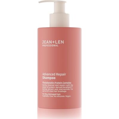 Jean & Len Shampoo Professional Advanced Repair, vegan, 300 ml Reparierendes Haarshampoo für trockenes & geschädigtes Haar, stärkt & pflegt intensiv, frei von Sulfattensiden, ohne Silikone Jean & Len Shampoo Professional Advanced Repair, vegan, 300 ml Reparierendes Haarshampoo für trockenes & geschädigtes Haar, stärkt & pflegt intensiv, frei von Sulfattensiden, ohne Silikone