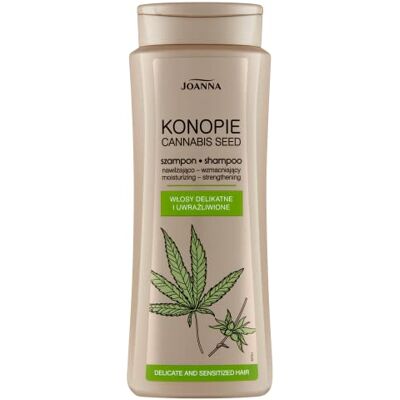 Joanna Konopie Shampoo Feuchtigkeitsspendendes und Stärkendes Shampoo mit Hanfsamen-Extrakt und Aloe-Vera-Blattsaft für Feines und Empfindliches Haar 400 ml Verpackung Joanna Konopie Shampoo Feuchtigkeitsspendendes und Stärkendes Shampoo mit Hanfsamen-Extrakt und Aloe-Vera-Blattsaft für Feines und Empfindliches Haar 400 ml Verpackung