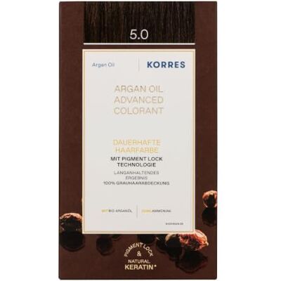 KORRES Argan Oil Colorant – ammoniakfreie Haarfarbe Hellbraun 5.0 – mit Bio-Arganöl, 100% Grauhaarabdeckung & vegan für ein langanhaltendes Farbergebnis KORRES Argan Oil Colorant – ammoniakfreie Haarfarbe Hellbraun 5.0 – mit Bio-Arganöl, 100% Grauhaarabdeckung & vegan für ein langanhaltendes Farbergebnis