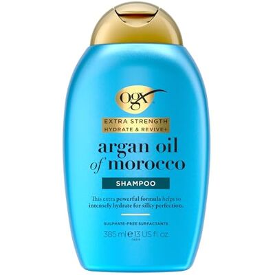 OGX Hydrate & Revive Argan Oil of Morocco Shampoo, 385 ml Feuchtigkeitsspendendes Shampoo mit marokkanischem Arganöl, regenerierendes Repair Shampoo ohne sulfathaltige Tenside OGX Hydrate & Revive Argan Oil of Morocco Shampoo, 385 ml Feuchtigkeitsspendendes Shampoo mit marokkanischem Arganöl, regenerierendes Repair Shampoo ohne sulfathaltige Tenside