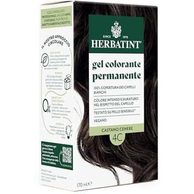 Herbatint Permanentes Haarfärbegel 4C Aschbraun, 170 ml, ohne Ammoniak, 100% Abdeckung für weißes Haar, für empfindliche Haut, mit 8 natürlichen Bio-Extrakten Herbatint Permanentes Haarfärbegel 4C Aschbraun, 170 ml, ohne Ammoniak, 100% Abdeckung für weißes Haar, für empfindliche Haut, mit 8 natürlichen Bio-Extrakten
