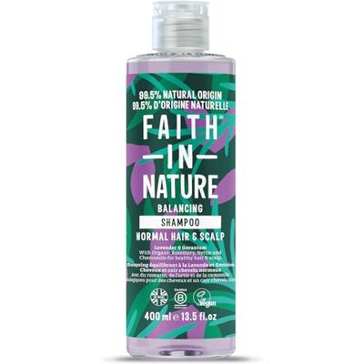 FAITH IN NATURE Natürliches Lavendel- & Geranium-Shampoo, ausgleichend für normales Haar & Kopfhaut, vegan & tierversuchsfrei, ohne SLS, Silikone oder Parabene, 400 ml FAITH IN NATURE Natürliches Lavendel- & Geranium-Shampoo, ausgleichend für normales Haar & Kopfhaut, vegan & tierversuchsfrei, ohne SLS, Silikone oder Parabene, 400 ml