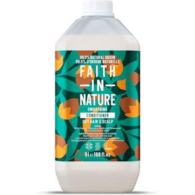FAITH IN NATURE Natürliches Jojoba Conditioner, Glättend für trockenes Haar & trockene Kopfhaut, Vegan und tierversuchsfrei, Ohne SLS, Silikone oder Parabene, 5 L Nachfüllpack FAITH IN NATURE Natürliches Jojoba Conditioner, Glättend für trockenes Haar & trockene Kopfhaut, Vegan und tierversuchsfrei, Ohne SLS, Silikone oder Parabene, 5 L Nachfüllpack