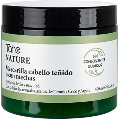 Tahe Nature Haarmaske für gefärbtes oder gesträhntes Haar mit natürlichen Polyphenolen, Geranium-, Kokos- und Arganöl, 400 ml Tahe Nature Haarmaske für gefärbtes oder gesträhntes Haar mit natürlichen Polyphenolen, Geranium-, Kokos- und Arganöl, 400 ml
