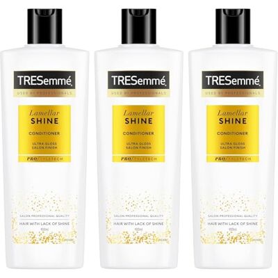 TRESemmé Lamellar Shine Conditioner, Mehr Glanz, 3 x 400 ml Für Alle Haartypen, Seidiges und Glänzendes Haar, Verstärkte Haarfasern, Mit Lamellar-Technologie TRESemmé Lamellar Shine Conditioner, Mehr Glanz, 3 x 400 ml Für Alle Haartypen, Seidiges und Glänzendes Haar, Verstärkte Haarfasern, Mit Lamellar-Technologie