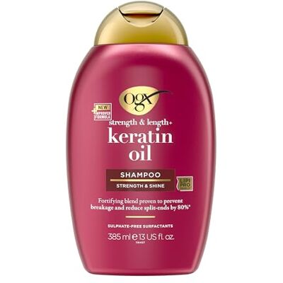 OGX Keratin Oil Shampoo, 385 ml Reichhaltiges Haarshampoo für strapaziertes Haar, patentierte LipiPro Shield Technologie stärkt das Haar OGX Keratin Oil Shampoo, 385 ml Reichhaltiges Haarshampoo für strapaziertes Haar, patentierte LipiPro Shield Technologie stärkt das Haar