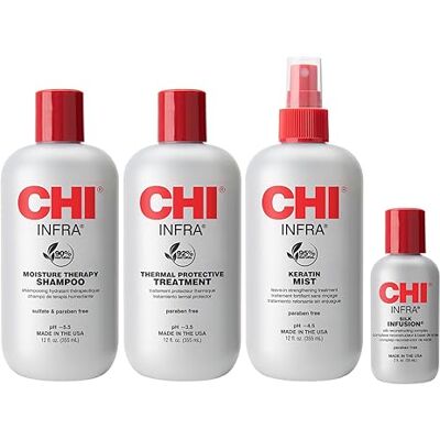 CHI Home Stylist Kit, 340 mLInfra Shampoo, 340 mLTreatment, 340 mLKeratin Mist & 57mLSilk Infusion, sulfat-, paraben- & tierversuchsfrei, 4 Produkte CHI Home Stylist Kit, 340 mLInfra Shampoo, 340 mLTreatment, 340 mLKeratin Mist & 57mLSilk Infusion, sulfat-, paraben- & tierversuchsfrei, 4 Produkte