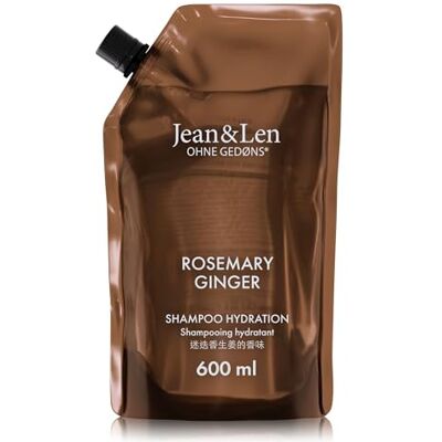 Jean & Len Shampoo Feuchtigkeit Rosemary & Ginger, Nachfüllbeutel, 600 ml Für trockenes & sprödes Haar, reinigt & pflegt spürbar, würzig-frischer Duft, ohne Silikone & Parabene Jean & Len Shampoo Feuchtigkeit Rosemary & Ginger, Nachfüllbeutel, 600 ml Für trockenes & sprödes Haar, reinigt & pflegt spürbar, würzig-frischer Duft, ohne Silikone & Parabene