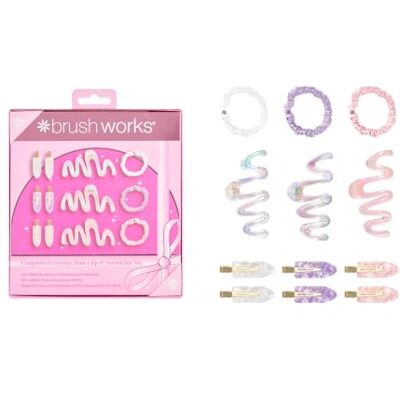 Brushworks Complete Everyday Hair Clip & Scrunchie Set – 12 Piece Hair Set with Claw Clips, Satin Scrunchies & No Crease Clips, Hair Styling & Sectioning, Pink, Purple & Pearl, Vegan Friendly Brushworks Complete Everyday Hair Clip & Scrunchie Set – 12 Piece Hair Set with Claw Clips, Satin Scrunchies & No Crease Clips, Hair Styling & Sectioning, Pink, Purple & Pearl, Vegan Friendly