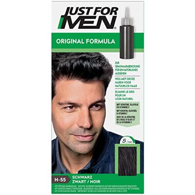 Just for men Original Formula, Haarfarbe für Männer, Schwarz (H55) Haarfarbe für Männer, schnelle und einfache Anwendung in 5 Minuten, deckt graue Haare ab für natürlichen Look Just for men Original Formula, Haarfarbe für Männer, Schwarz (H55) Haarfarbe für Männer, schnelle und einfache Anwendung in 5 Minuten, deckt graue Haare ab für natürlichen Look