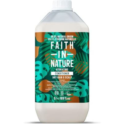 FAITH IN NATURE Bio Kokosnuss Conditioner, Feuchtigkeitsspendend für trockenes Haar & trockene Kopfhaut, Vegan und tierversuchsfrei, Ohne SLS, Silikone oder Parabene, 5 L Nachfüllpack FAITH IN NATURE Bio Kokosnuss Conditioner, Feuchtigkeitsspendend für trockenes Haar & trockene Kopfhaut, Vegan und tierversuchsfrei, Ohne SLS, Silikone oder Parabene, 5 L Nachfüllpack