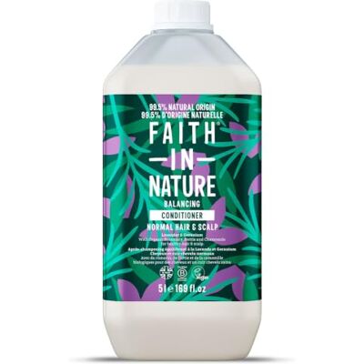 FAITH IN NATURE Natürliches Lavendel & Geranie Conditioner, Ausgleichend für normales Haar & normale Kopfhaut, Vegan und tierversuchsfrei, Ohne SLS, Silikone oder Parabene, 5 L Nachfüllpack FAITH IN NATURE Natürliches Lavendel & Geranie Conditioner, Ausgleichend für normales Haar & normale Kopfhaut, Vegan und tierversuchsfrei, Ohne SLS, Silikone oder Parabene, 5 L Nachfüllpack