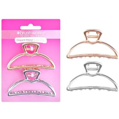 Brushworks Elegant Metal Claw Clips – 2 Pack Gold & Silver Luxe Finish Hair Accessories with Secure Grip, Comfortable Rounded Teeth, Stylish Updo & Half-Up Styles, Thick & Long Hair Brushworks Elegant Metal Claw Clips – 2 Pack Gold & Silver Luxe Finish Hair Accessories with Secure Grip, Comfortable Rounded Teeth, Stylish Updo & Half-Up Styles, Thick & Long Hair
