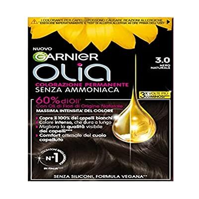 Garnier Olia Midnight Haarfarbe, permanente Färbung ohne Ammoniak, zarter Duft, deckt 100% weißes Haar ab, mit natürlichen Blütenölen natürlichen Ursprungs, vegane Formel, natürliches Schwarz Garnier Olia Midnight Haarfarbe, permanente Färbung ohne Ammoniak, zarter Duft, deckt 100% weißes Haar ab, mit natürlichen Blütenölen natürlichen Ursprungs, vegane Formel, natürliches Schwarz